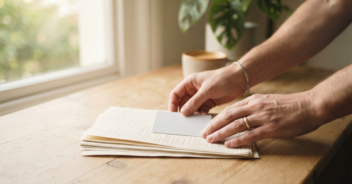 窓口手続きの書類を確認する様子