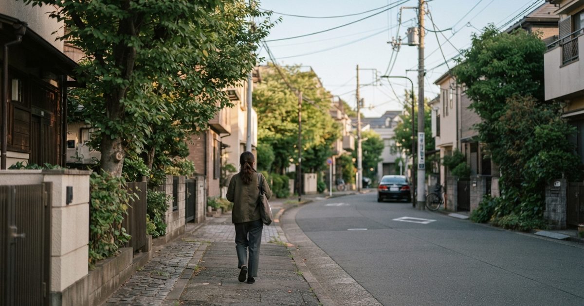 都内の落ち着いた住宅街の歩道